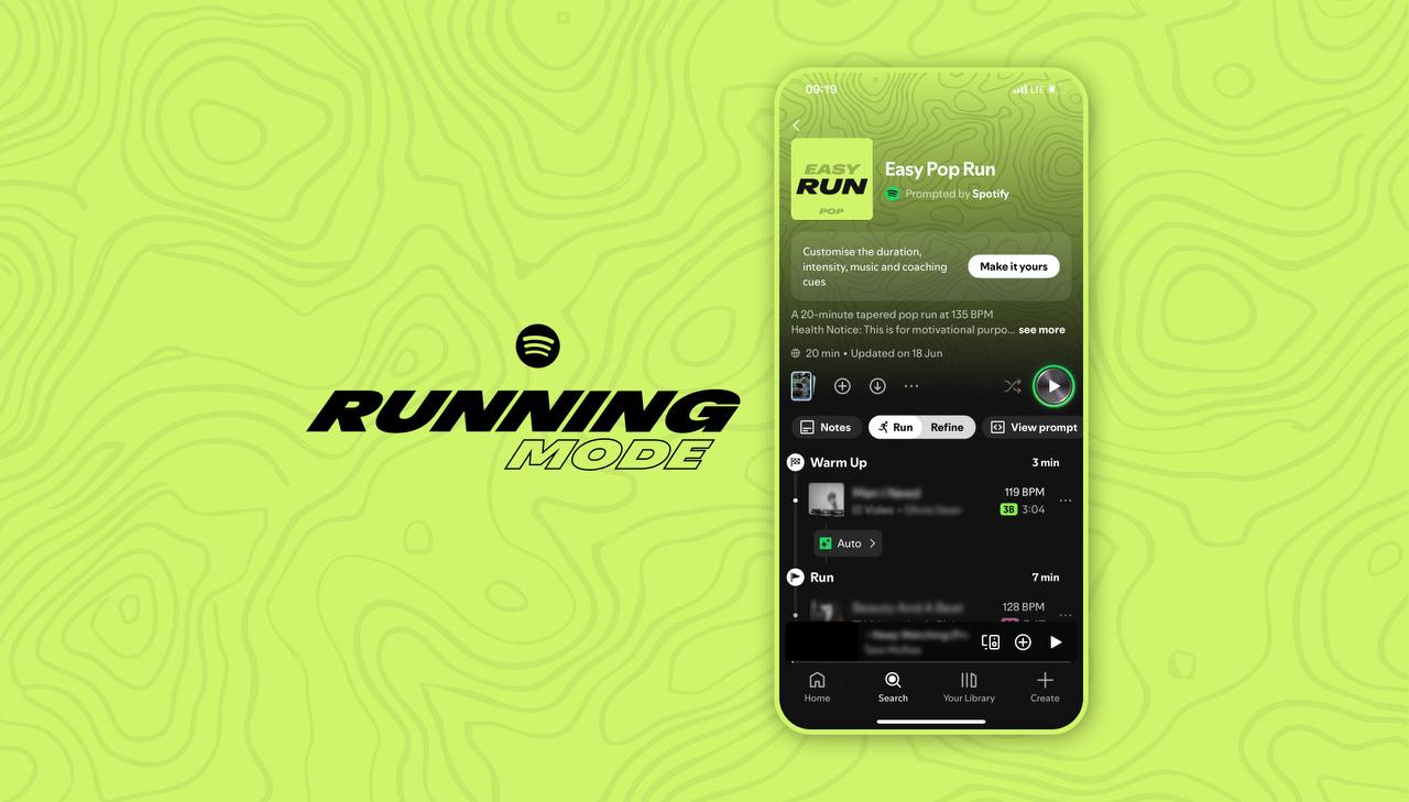 Spotify запустила ИИ-функцию для тренировок Running Mode