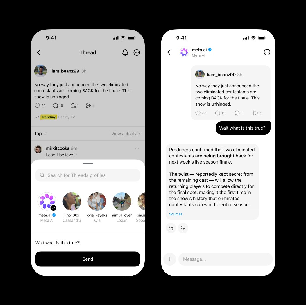 Meta AI теперь доступен в личных сообщениях Threads