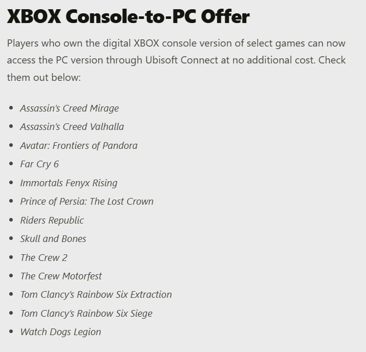 Microsoft и Ubisoft раздают ПК-версии игр владельцам цифровых копий на Xbox