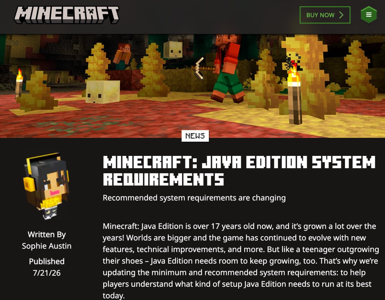 Minecraft повысила системные требования до 16 ГБ ОЗУ