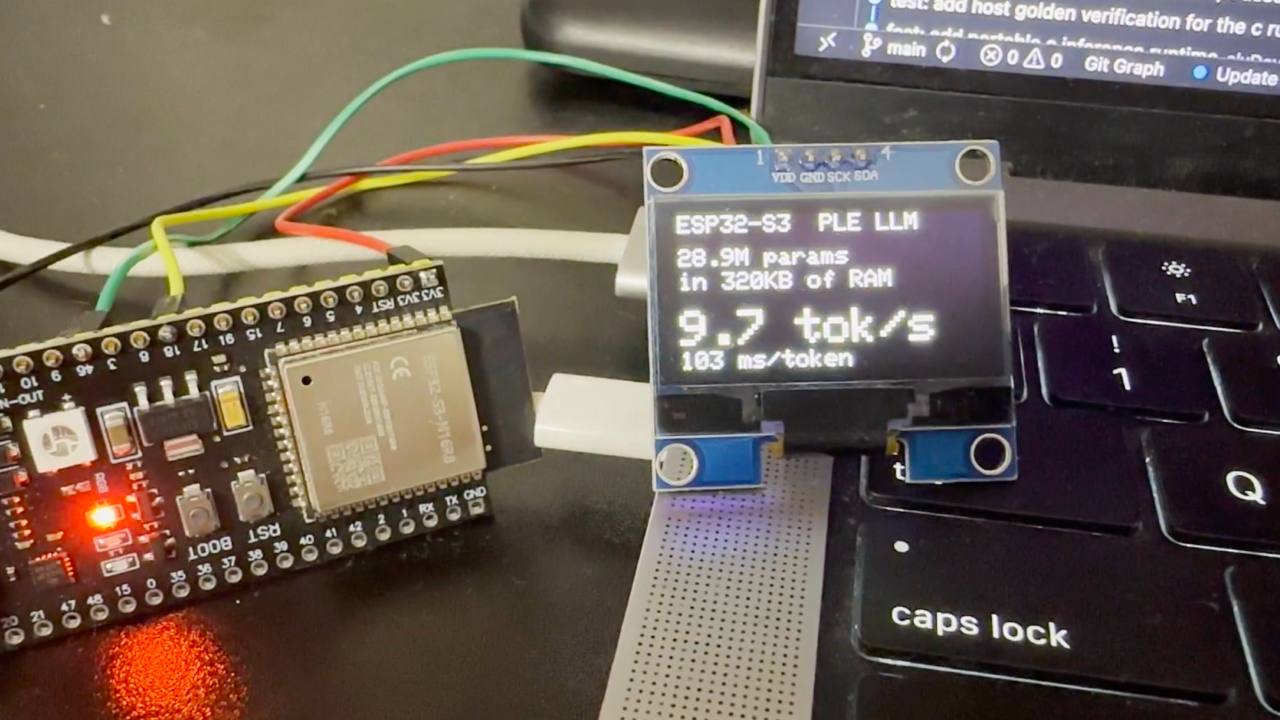 LLM на 28 млн параметров запущена на ESP32-S3