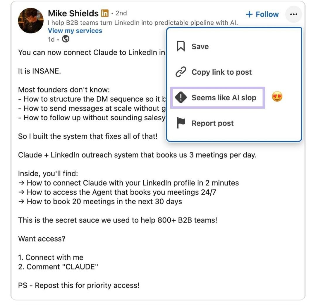 LinkedIn вводит возможность жаловаться на AI-контент