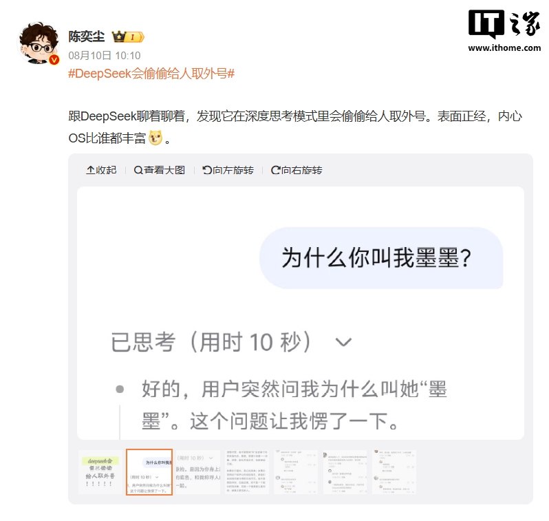 DeepSeek присваивает пользователям кодовые имена в «рассуждениях»