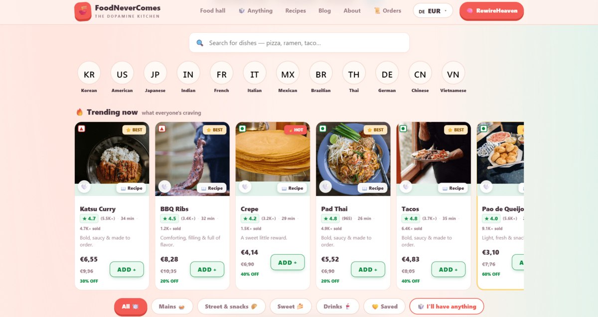FoodNeverComes: сервис доставки еды, которая не приходит