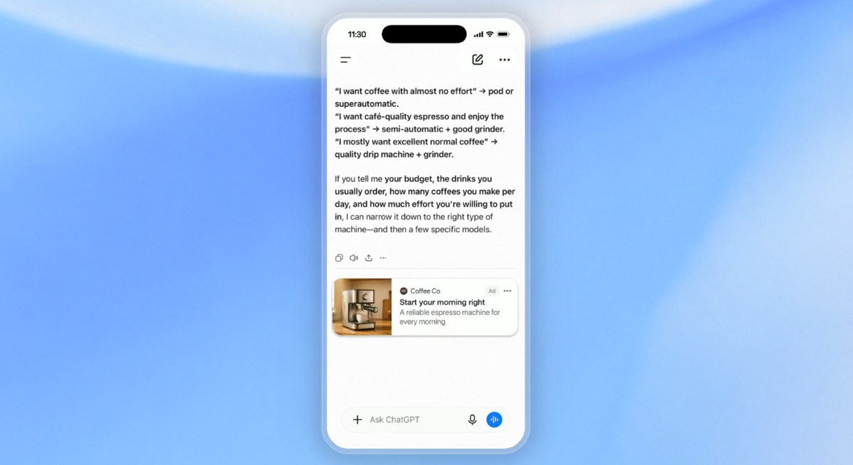 OpenAI начинает показ рекламы в ChatGPT для пользователей в Европе