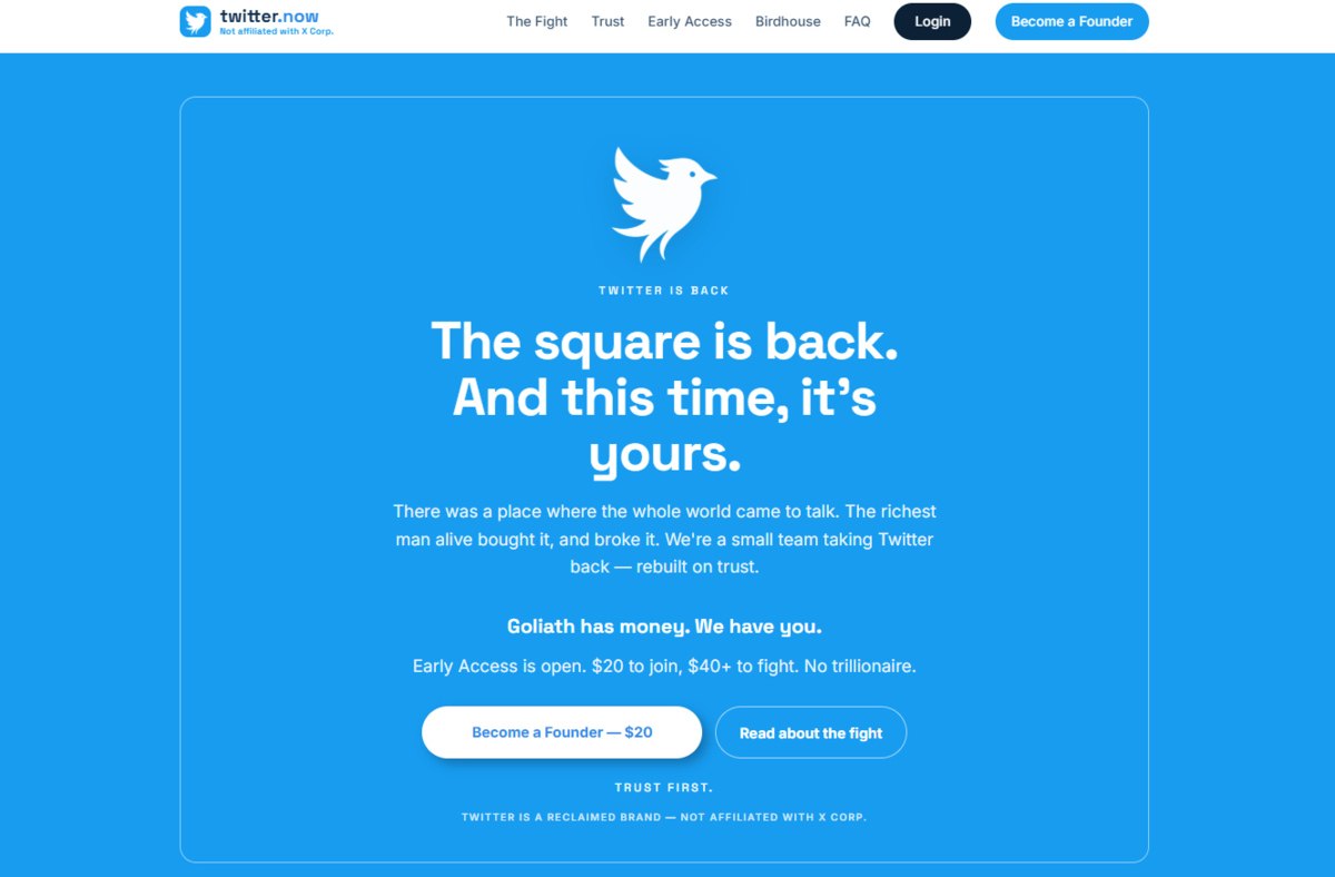 Стартап Operation Bluebird запустил соцсеть Twitter.now