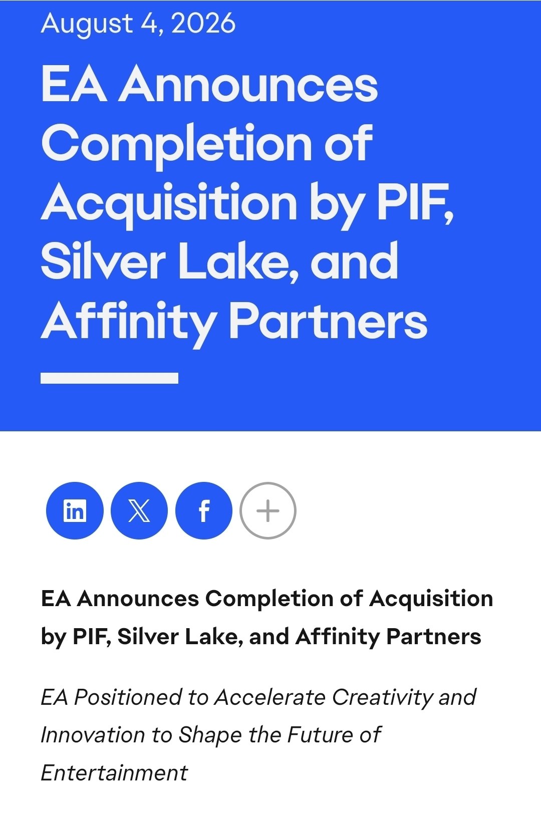 Electronic Arts переходит в частную собственность