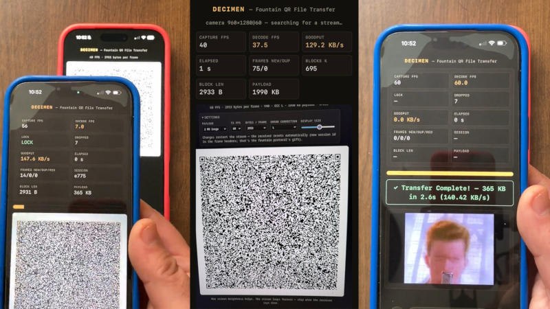 Технология Decimen Optical Transfer передает данные через QR-коды
