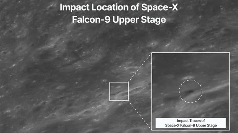 Южнокорейский зонд Danuri заснял кратер от падения ступени Falcon 9