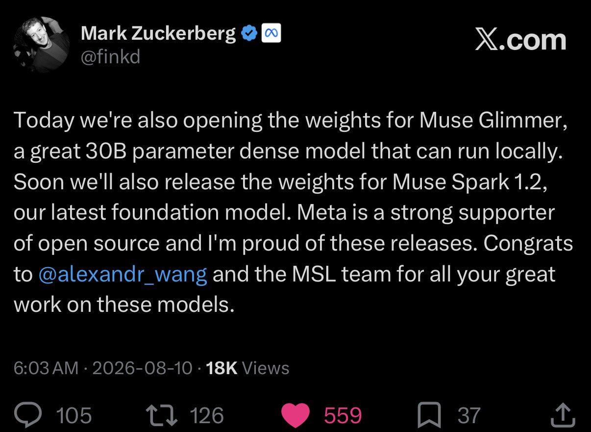 Meta представила Muse Glimmer — 30B модель для агентных систем