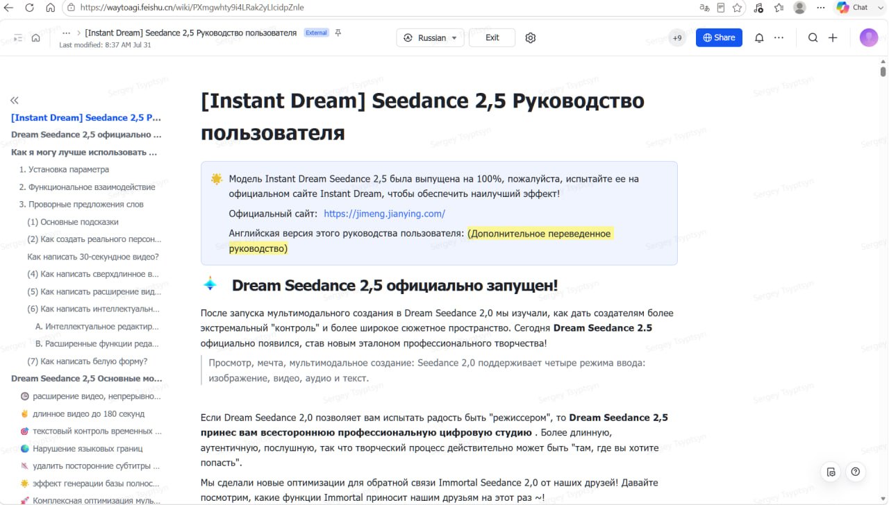 Гайд по Seedance 2.5: работа с китайской документацией