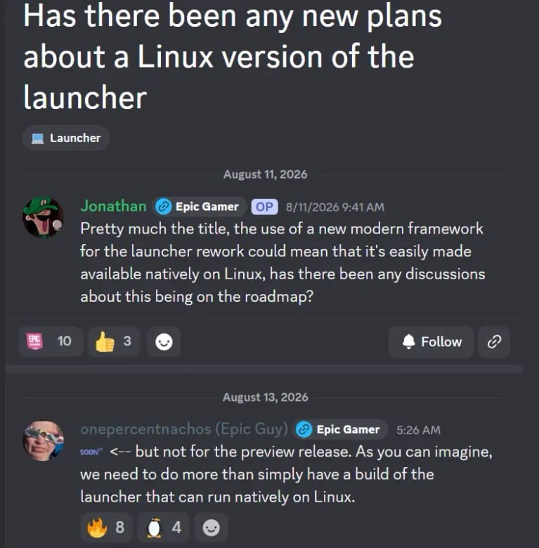 Epic Games разрабатывает нативный клиент Epic Games Store для Linux