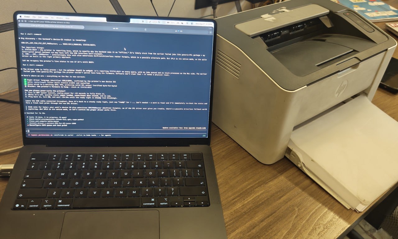 Claude помог создать драйвер для принтера HP на macOS