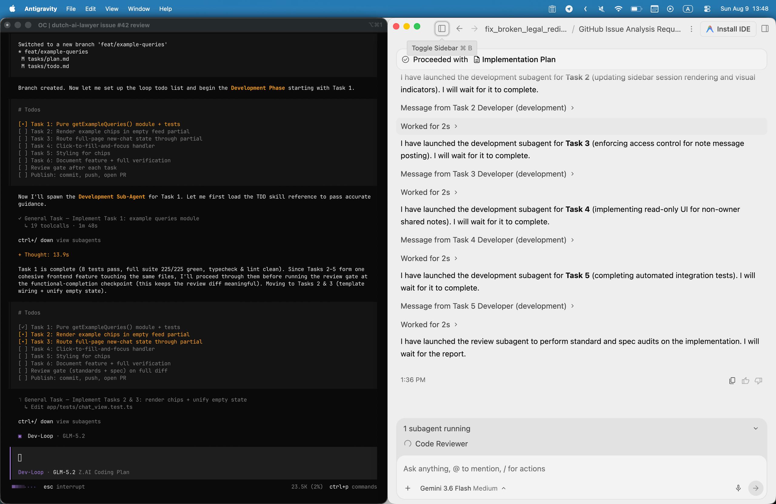 Сравнение работы агентов OpenCode и Antigravity