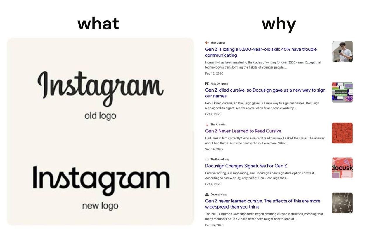 Instagram обновил логотип из-за снижения навыков чтения курсива у зумеров