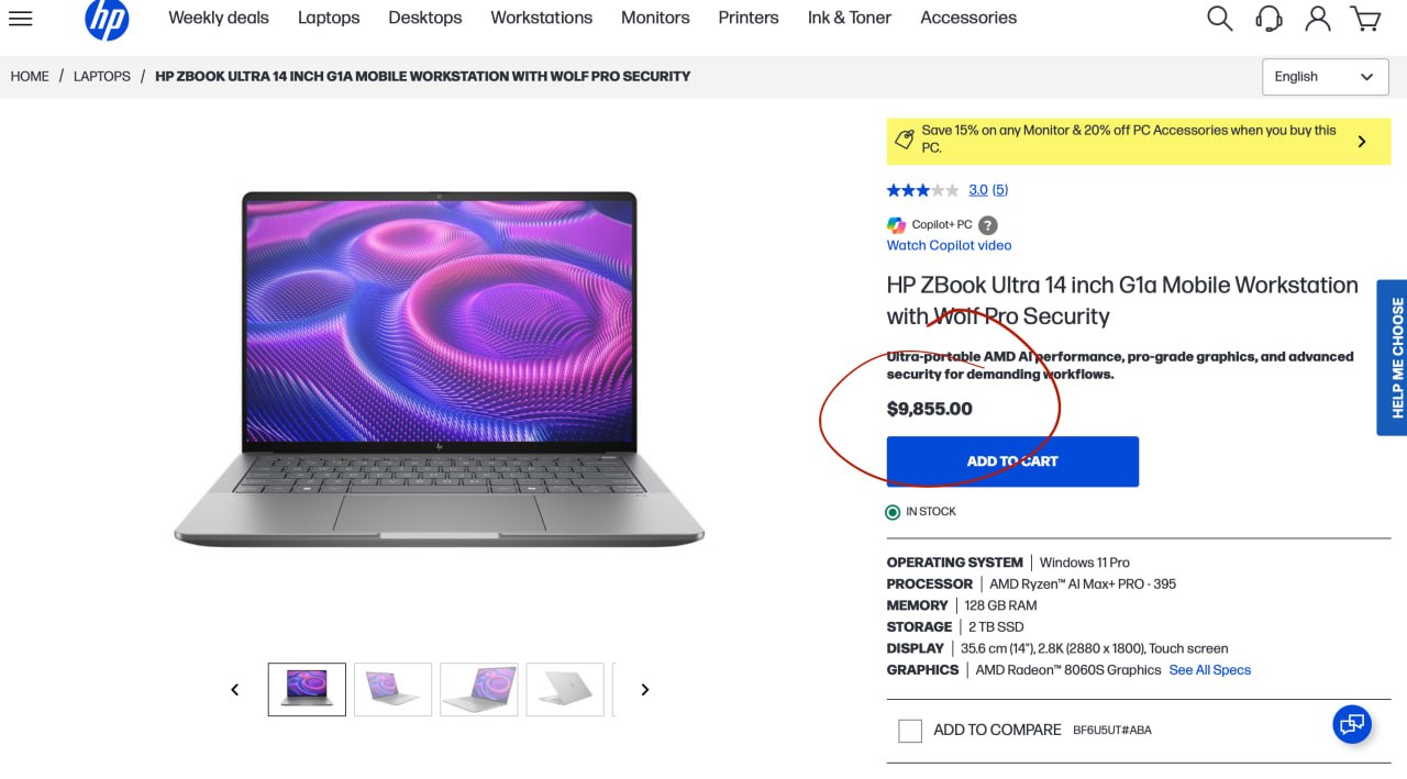 Стоимость профессиональных рабочих станций HP и Apple