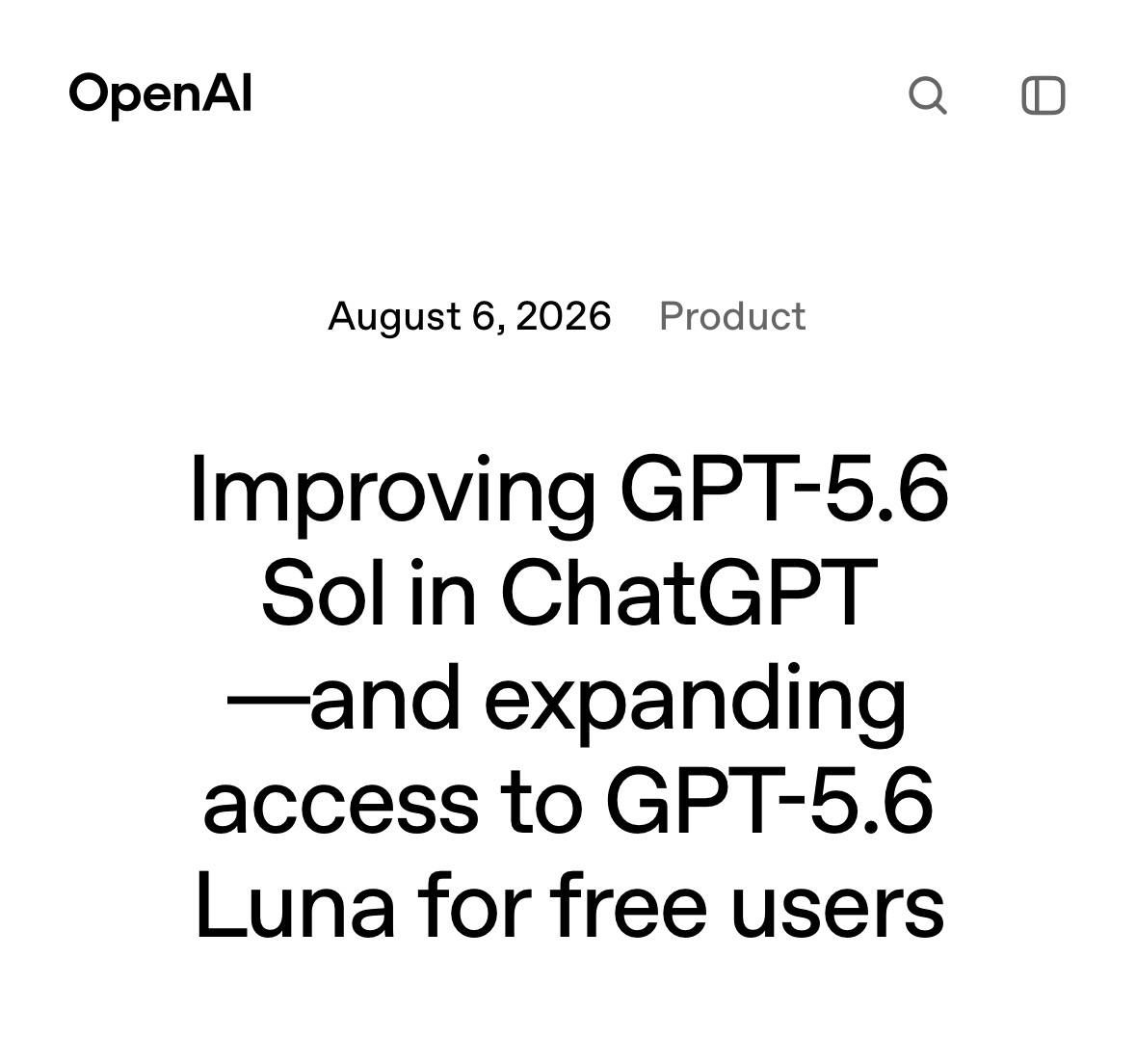 OpenAI обновила модели GPT-5.6 Luna и GPT-5.6 Sol