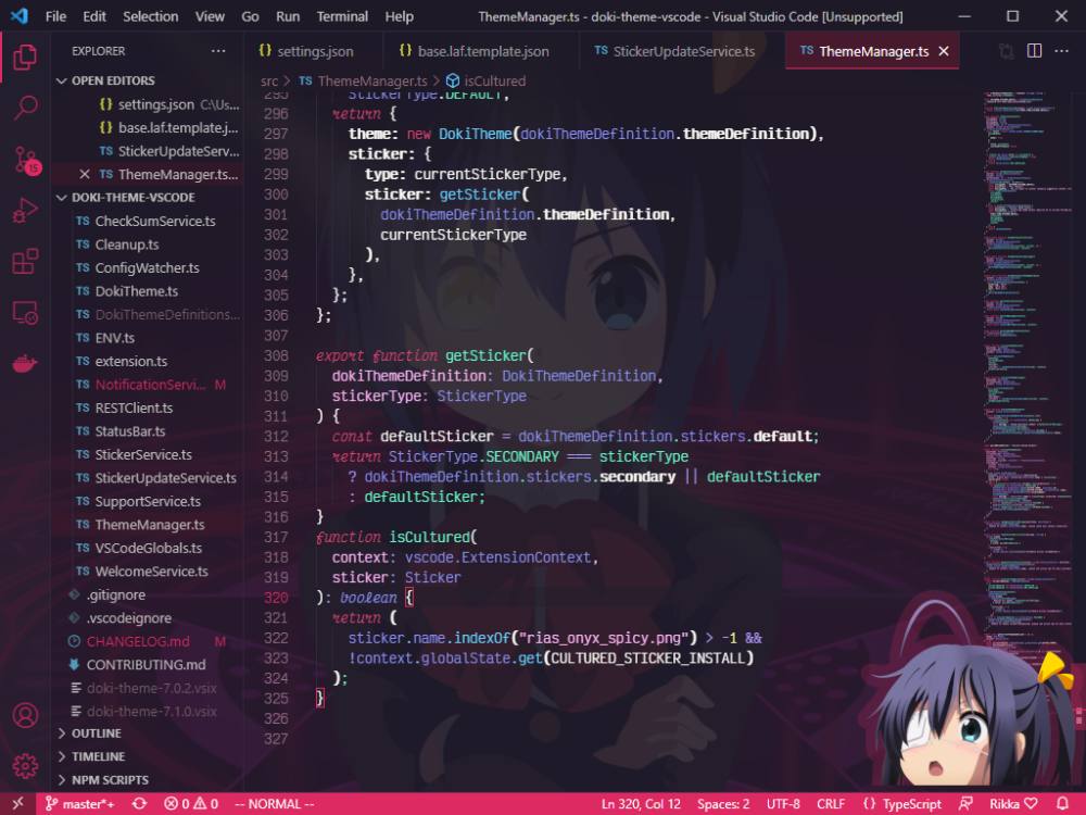 Кастомизация VS Code с помощью Doki Theme