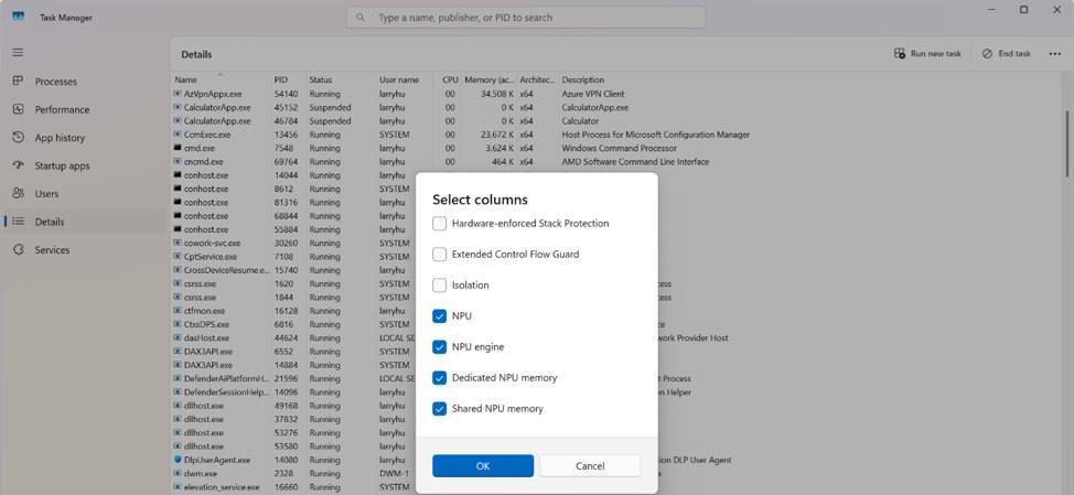 Диспетчер задач Windows 11 получил поддержку мониторинга NPU
