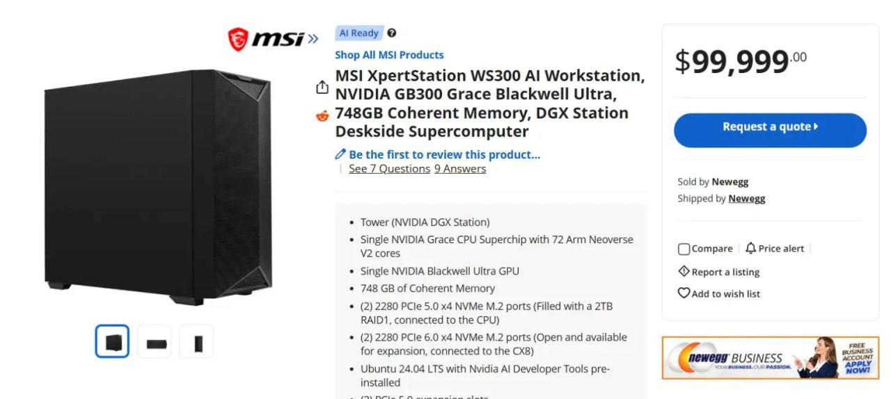 MSI представила рабочую станцию XpertStation WS300 с чипом NVIDIA GB300