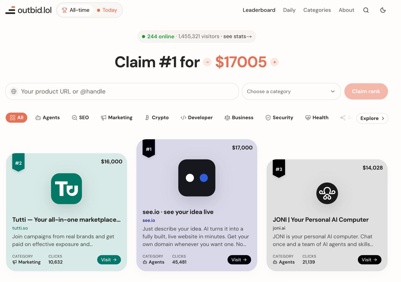 Outbid: анализ динамики проекта спустя неделю