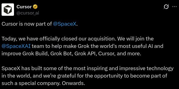 SpaceX завершили поглощение Cursor