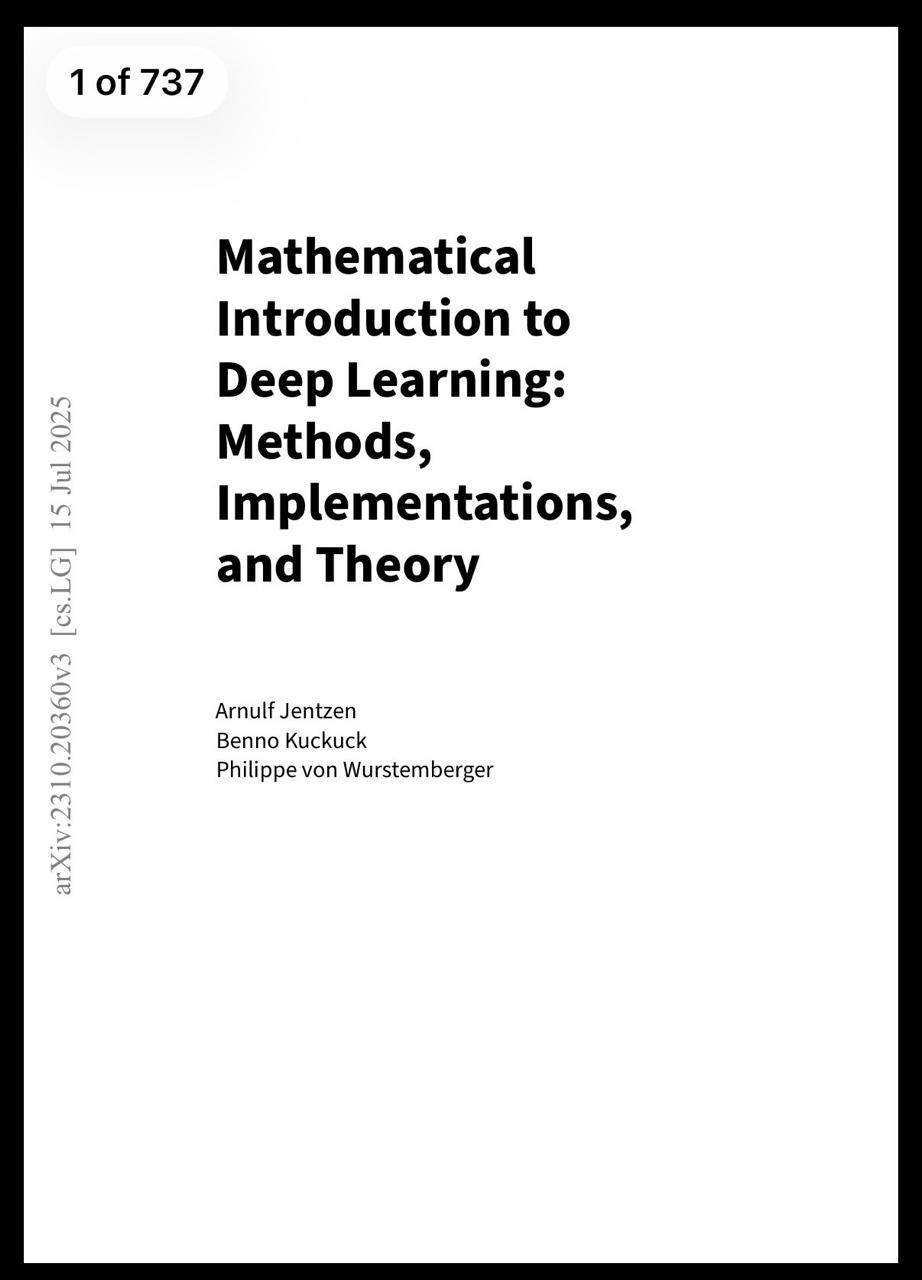 Вышла книга Mathematical Introduction to Deep Learning