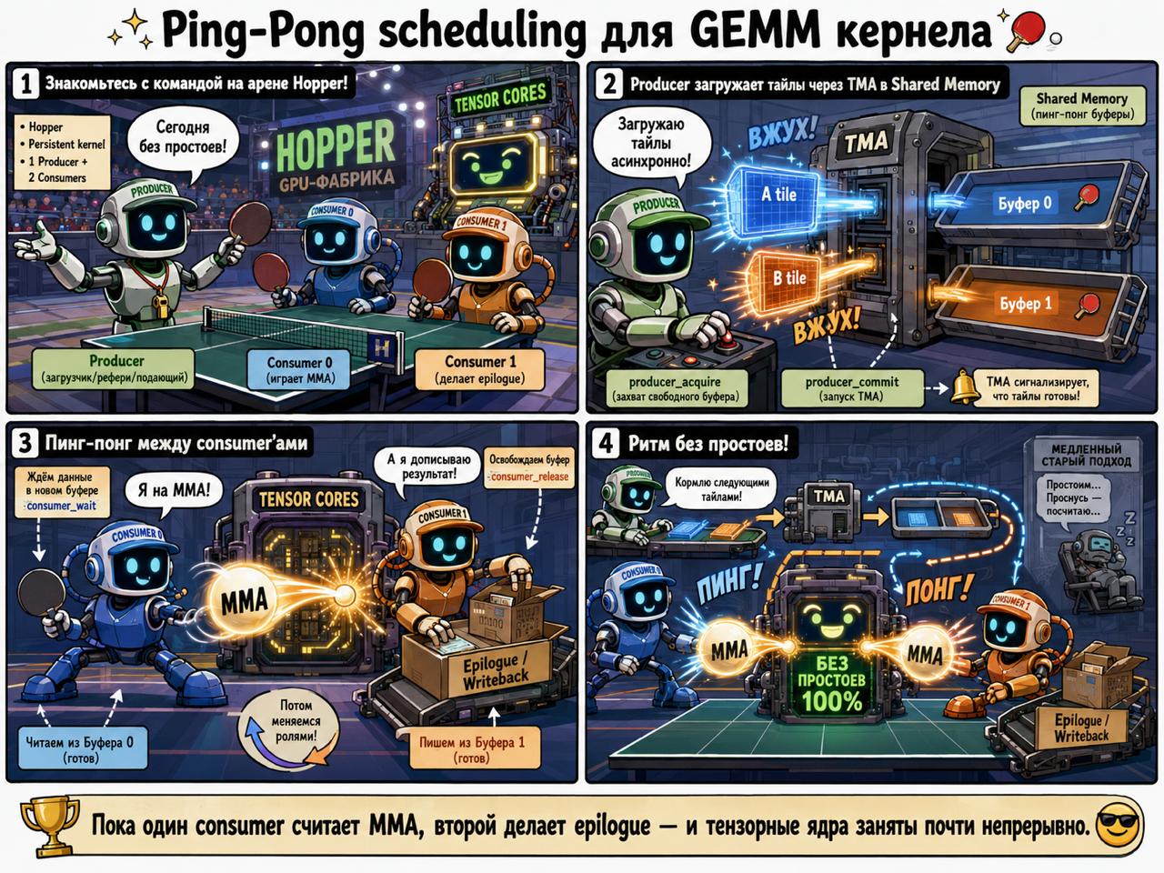 Иллюстрация Ping-Pong Scheduling для GEMM