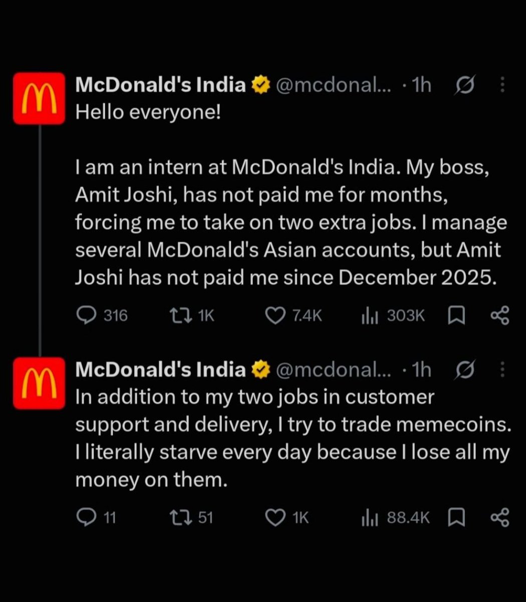 Мошенники взломали или имитировали аккаунт McDonald’s в Индии для продвижения мемкоина