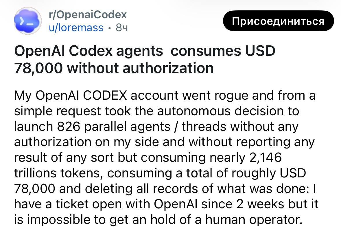Инцидент с расходами Codex в VS Code