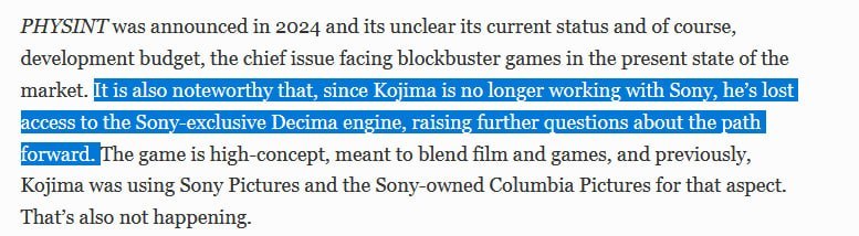 Kojima Productions теряет доступ к движку Decima