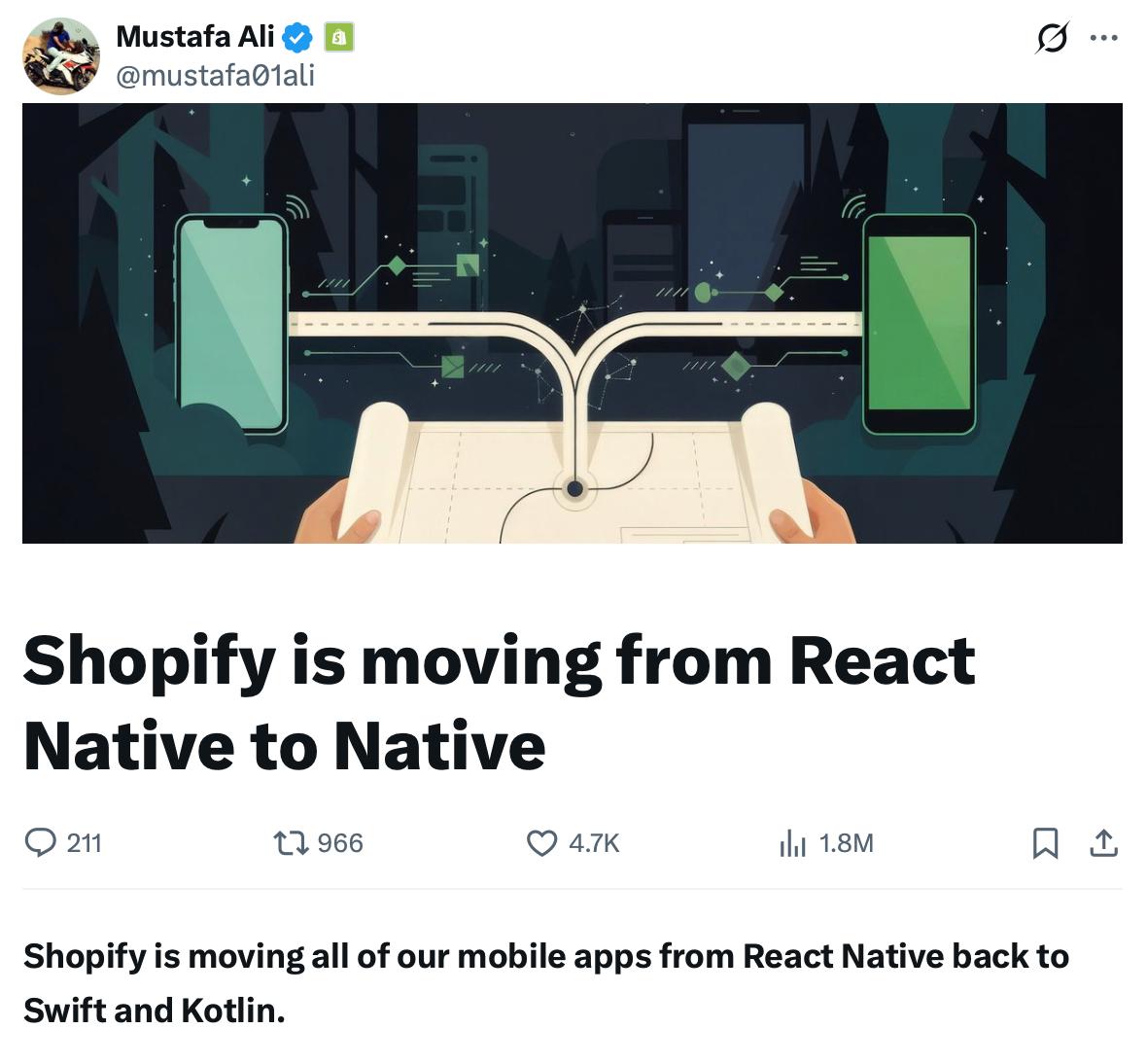 Shopify переходит с React Native на нативную разработку
