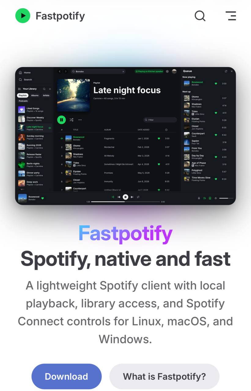 Fastpotify: легкий open-source клиент для Spotify на Rust