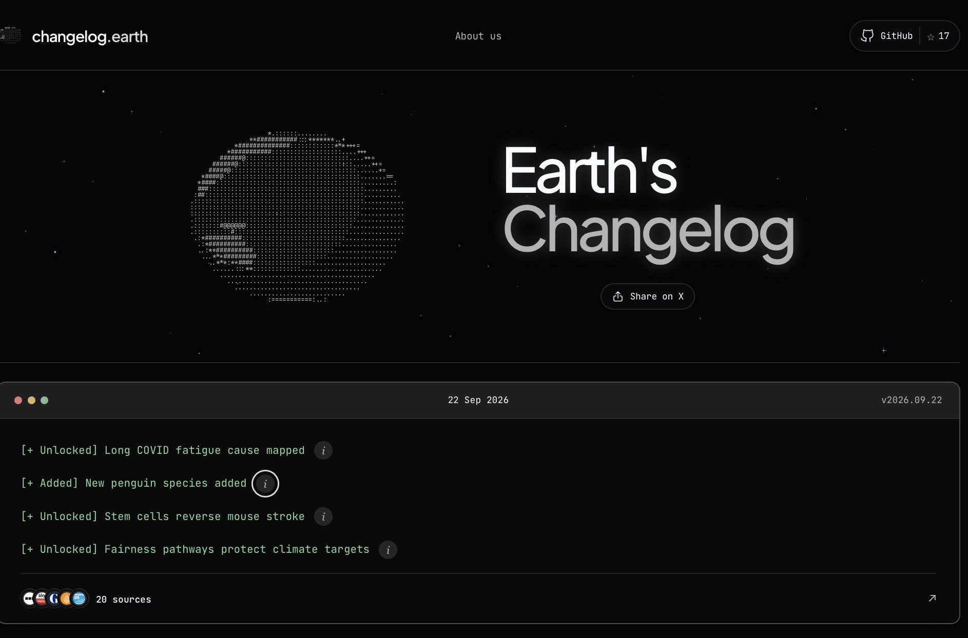 Earth’s Changelog: мировые новости в формате патчноутов