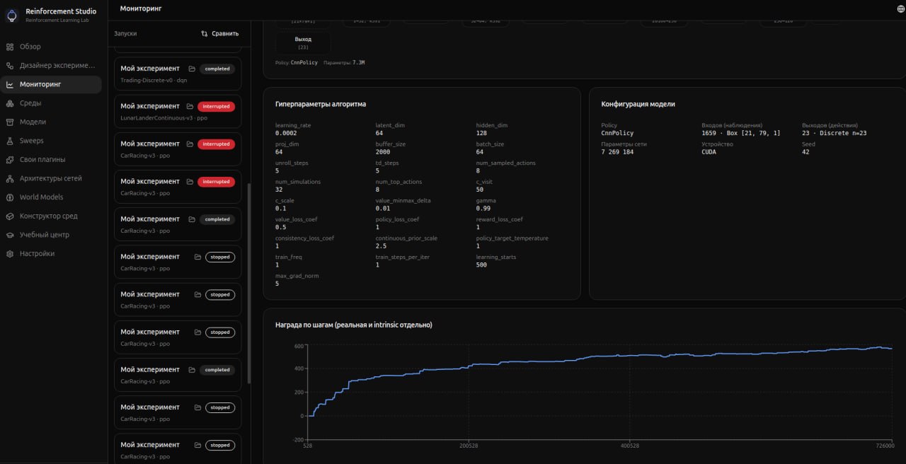 Обновление Reinforcement Studio: новые алгоритмы и среды