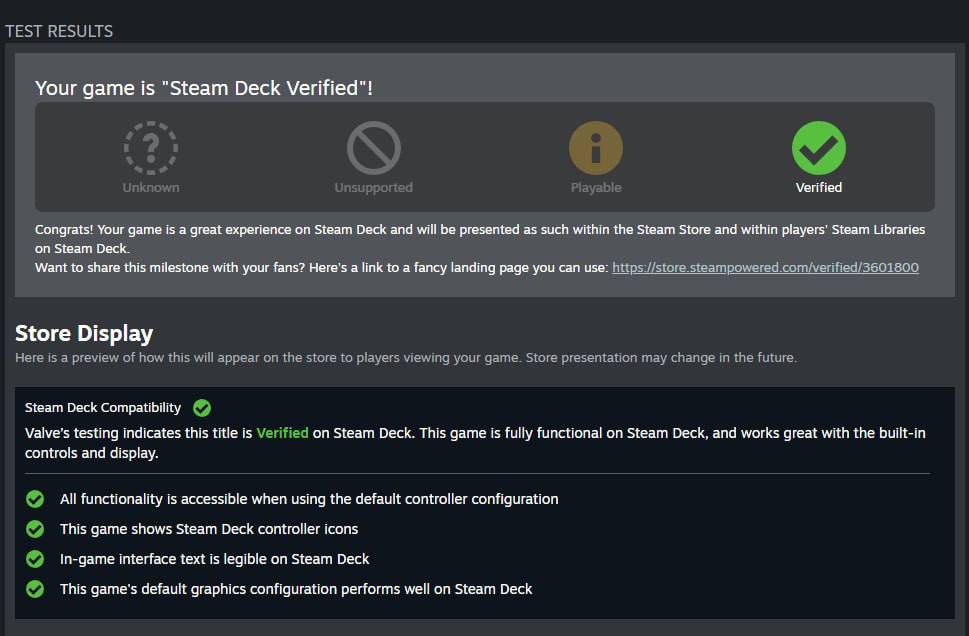 Игра получила статус Steam Deck Verified