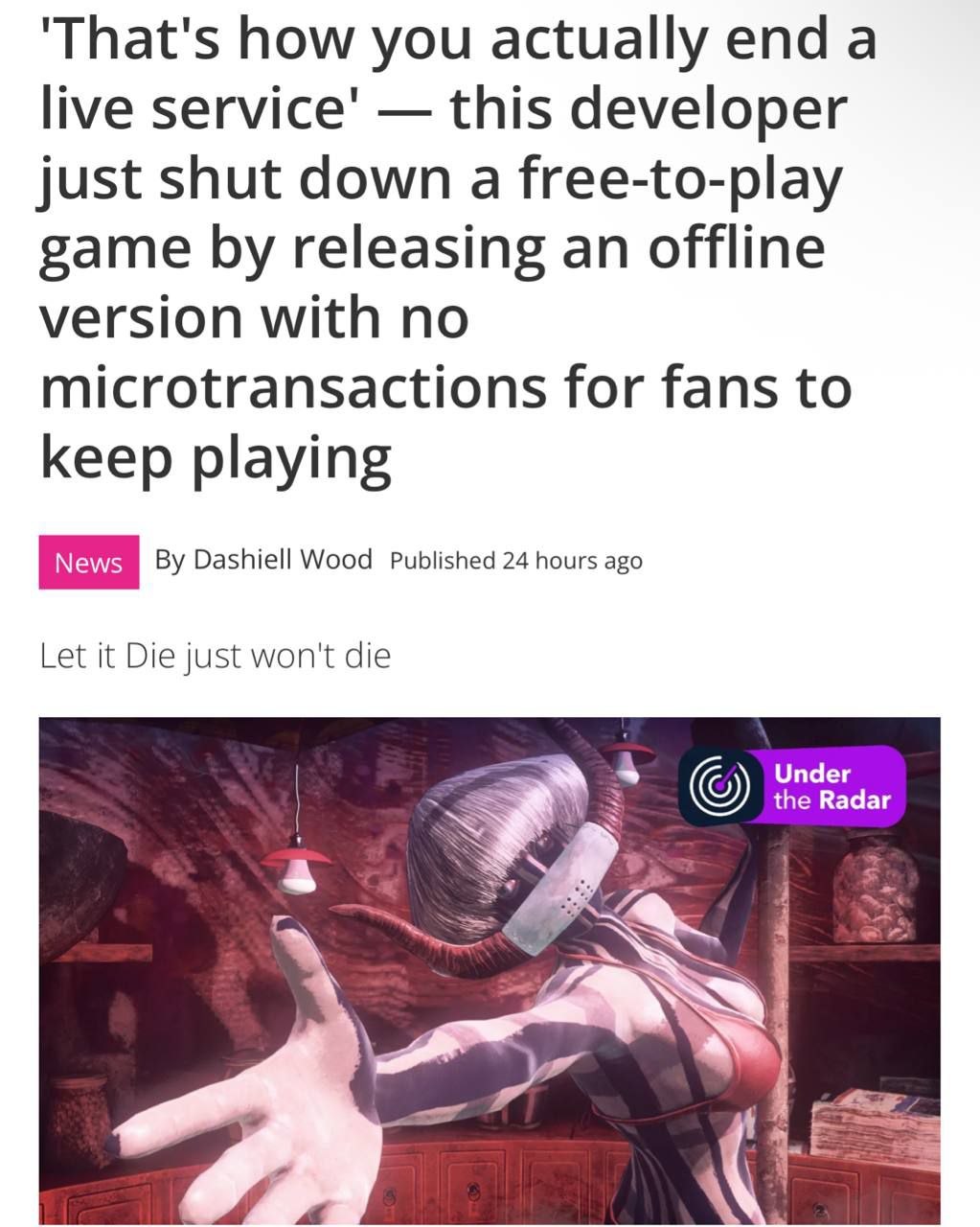 Let it Die получила офлайн-версию после закрытия серверов