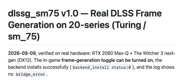 Мод для запуска NVIDIA DLSS Frame Generation на картах RTX 20 и 30