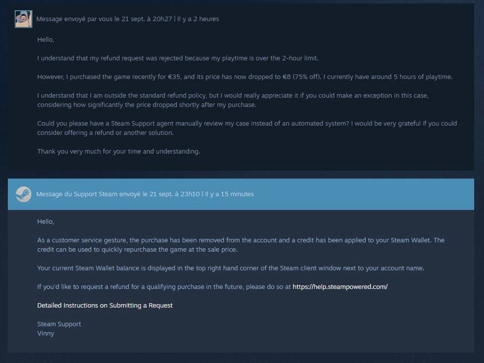 Steam вернул деньги за игру после скидки