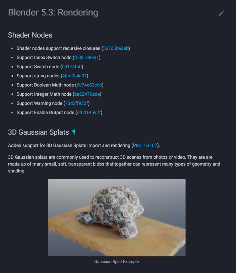 Нативная поддержка Gaussian Splatting в Blender 5.3