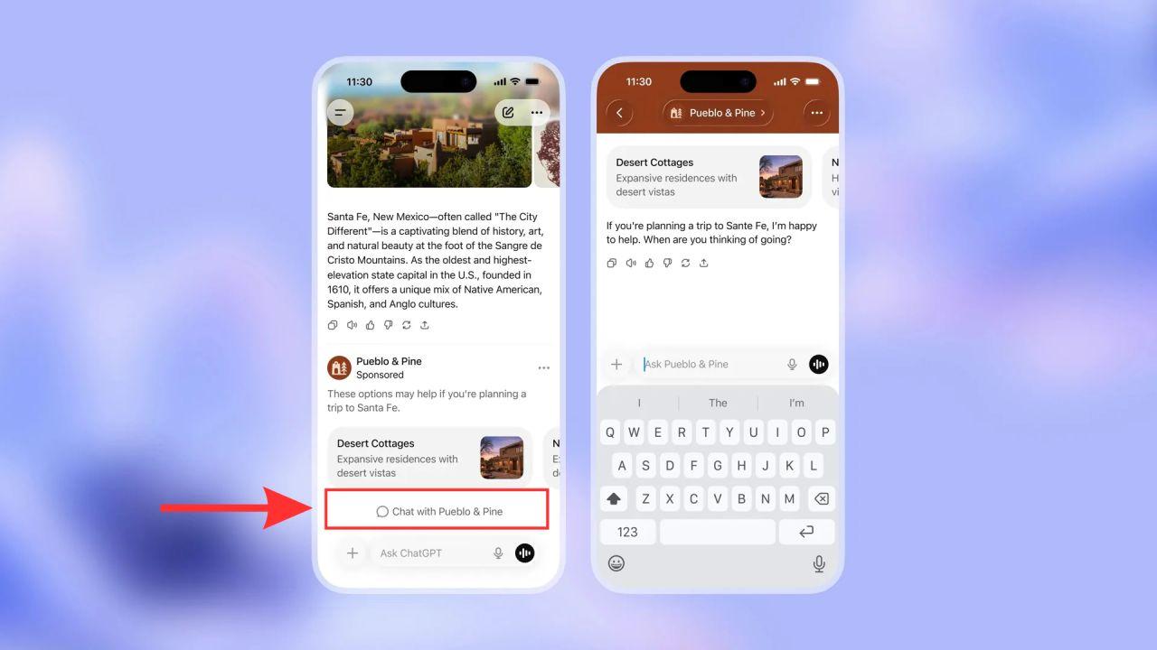 ChatGPT тестирует рекламный формат с CTA «Chat with us»
