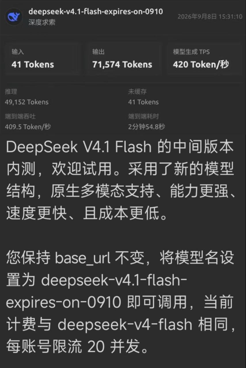 Выпущена промежуточная модель DeepSeek V4.1 Flash