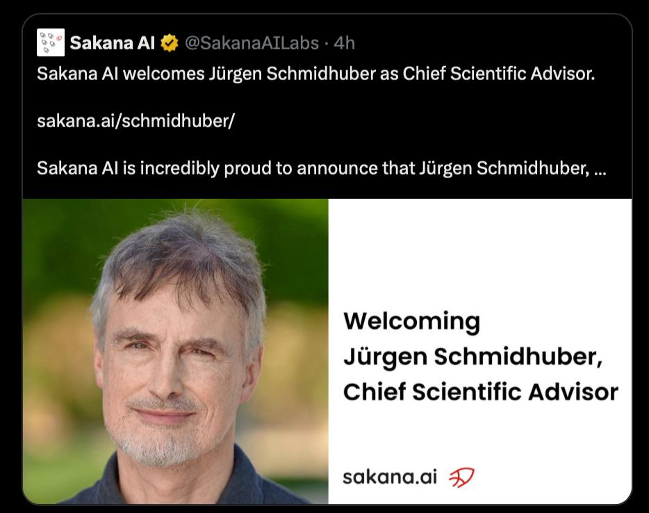 Юрген Шмидхубер стал советником в SakanaAI