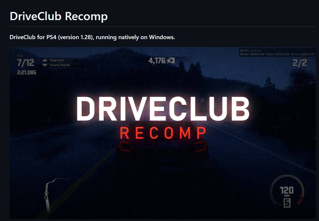 Driveclub получила неофициальный нативный порт для ПК