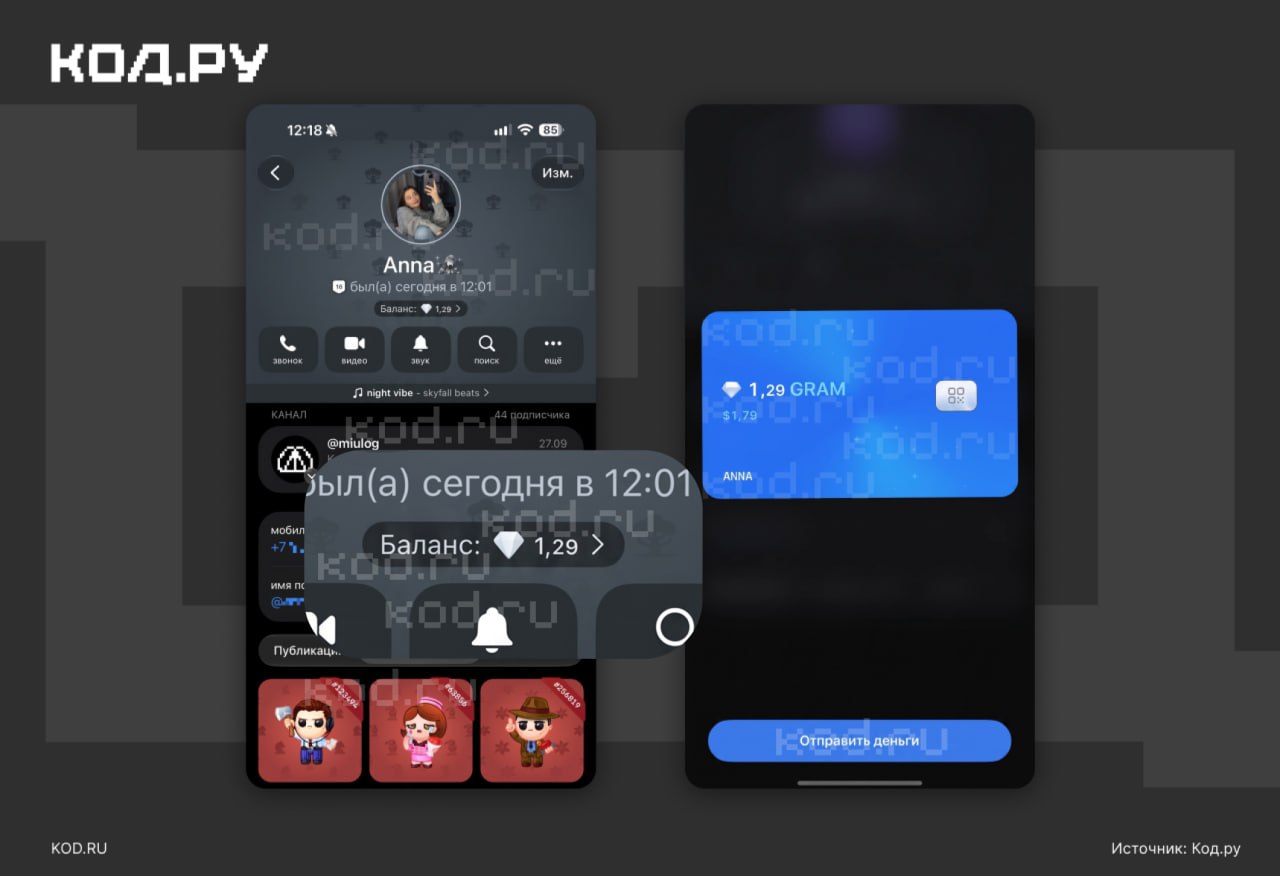 В бета-версии Telegram для iOS появилась карточка криптокошелька в профиле