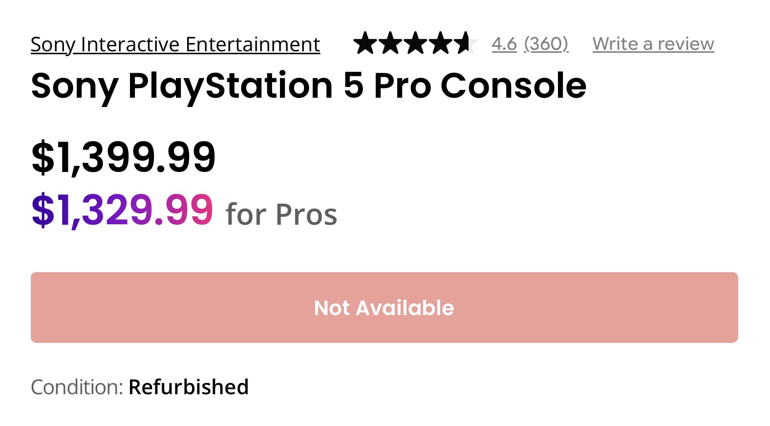 Used PS5 Pro listed at GameStop for $1400