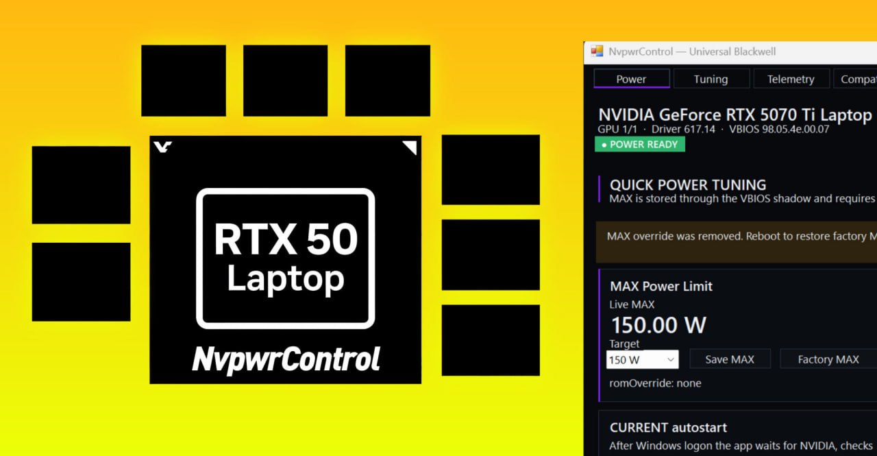 Обновление NvpwrControl v2.3.0 Beta: поддержка RTX 50 Laptop