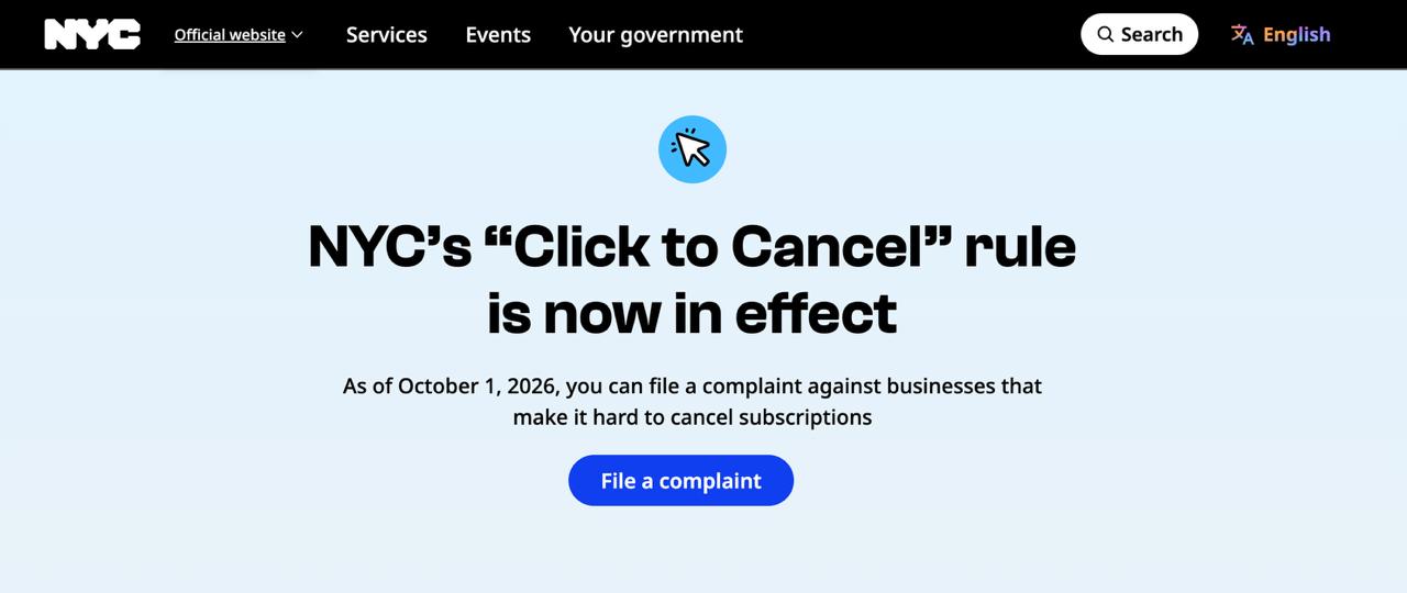 В Нью-Йорке ввели правило Click to Cancel для подписок