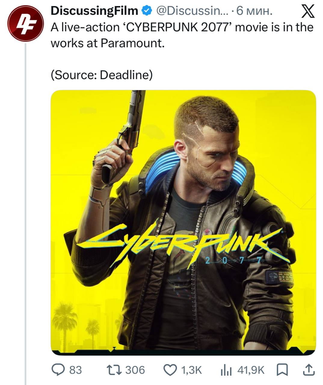 Paramount разрабатывает лайв-экшен фильм по Cyberpunk 2077
