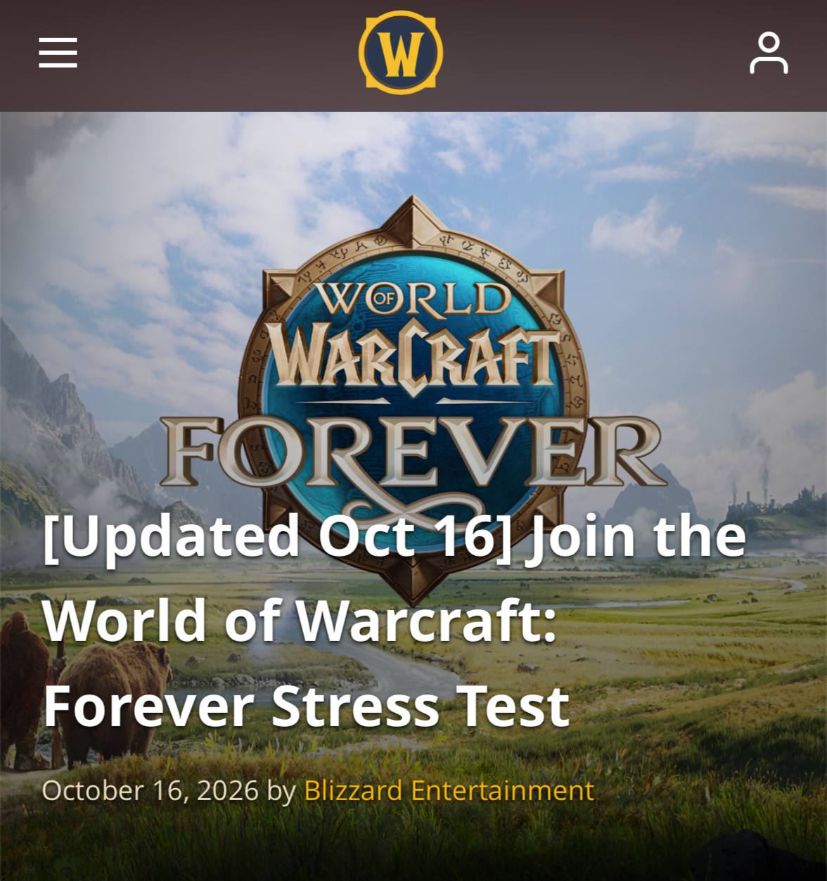 Стресс-тест World of Warcraft: Forever пройдёт 21 октября